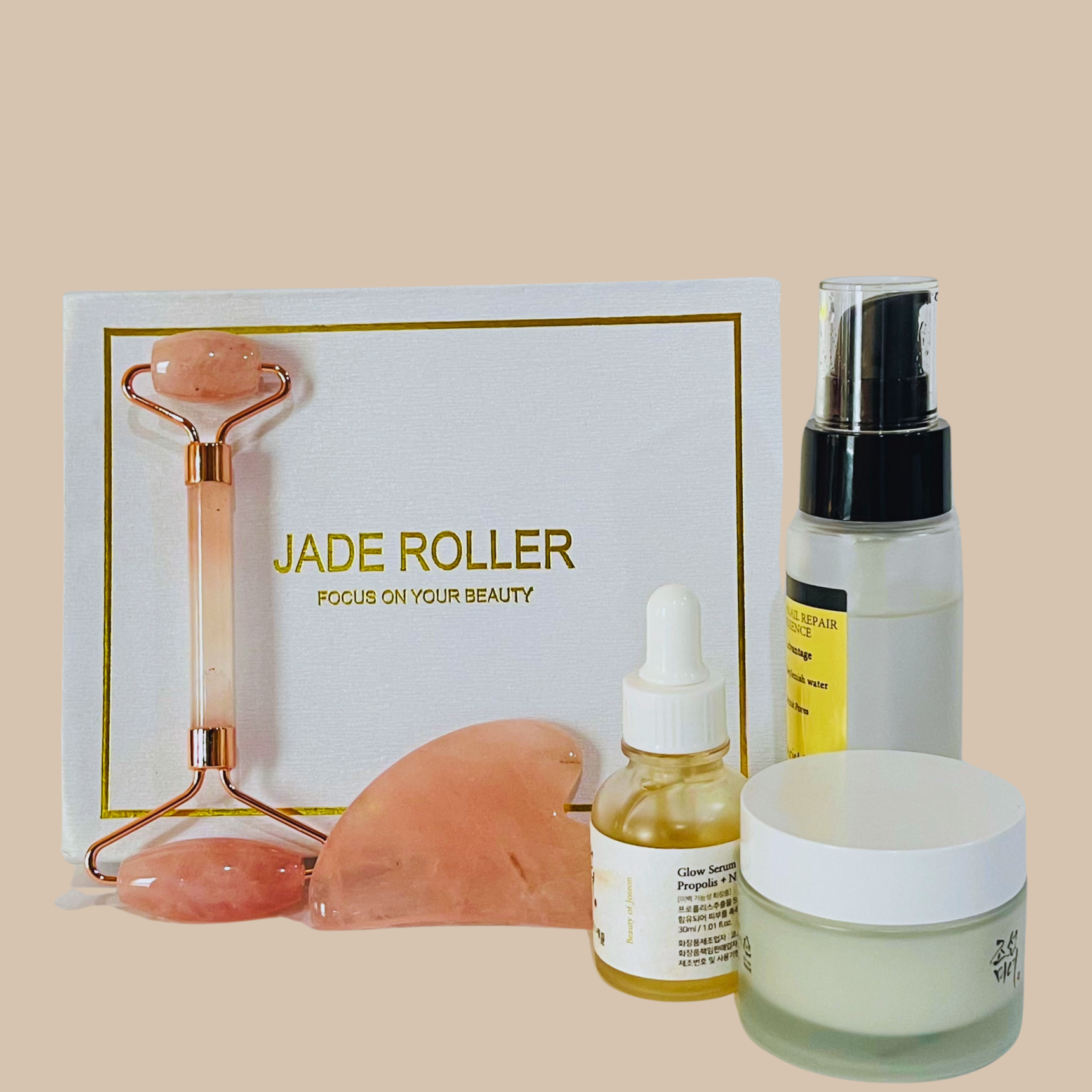 GF Rose Quartz Roller & Gua Sha Stone